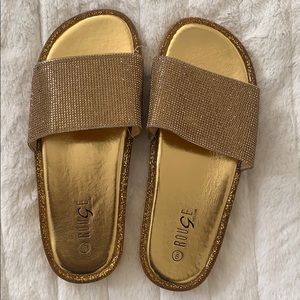 Woman Rouge Gold Glitter rhinestone Jelly Sandals